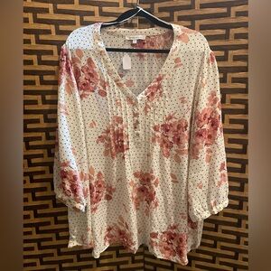 ROSE + OLIVE floral dot blouse women’s 3x plus